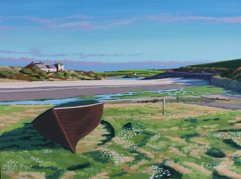 fishing boat ruin painting, Inchydoney finishing boat ruin, West cork painting for sale , wild Atlantic way painting for sale, west cork beach painting, west cork seascape painting for sale , sea painting for sale , Irish art prints , Framed art print of West Cork.  Inchydoney landscape painting for sale, inchydoney seascape painting, West cork landscape painting  