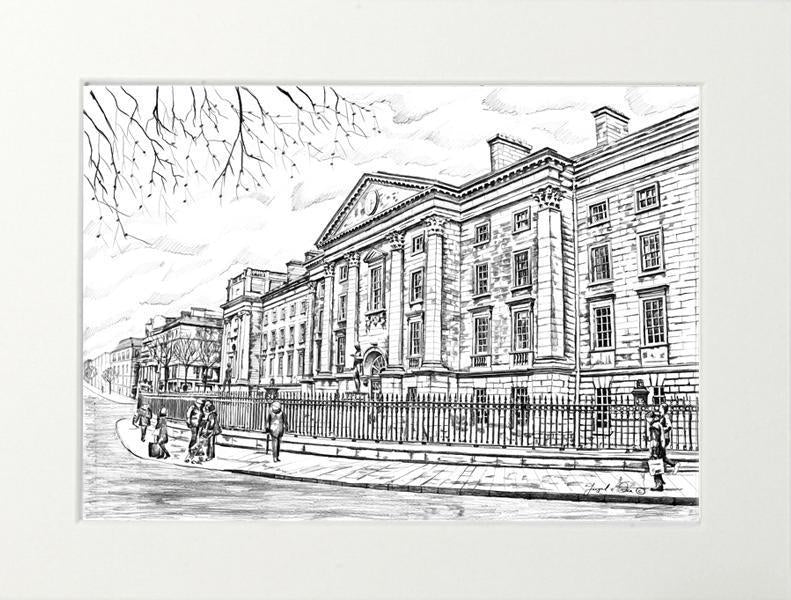Dublin , TCD, Dublin , Trinity college art , TCD art , Trinity University college Dublin , Framed print Trinity college , pen drawing Trinity college Dublin , Trinity college original art , oil painting TCD 