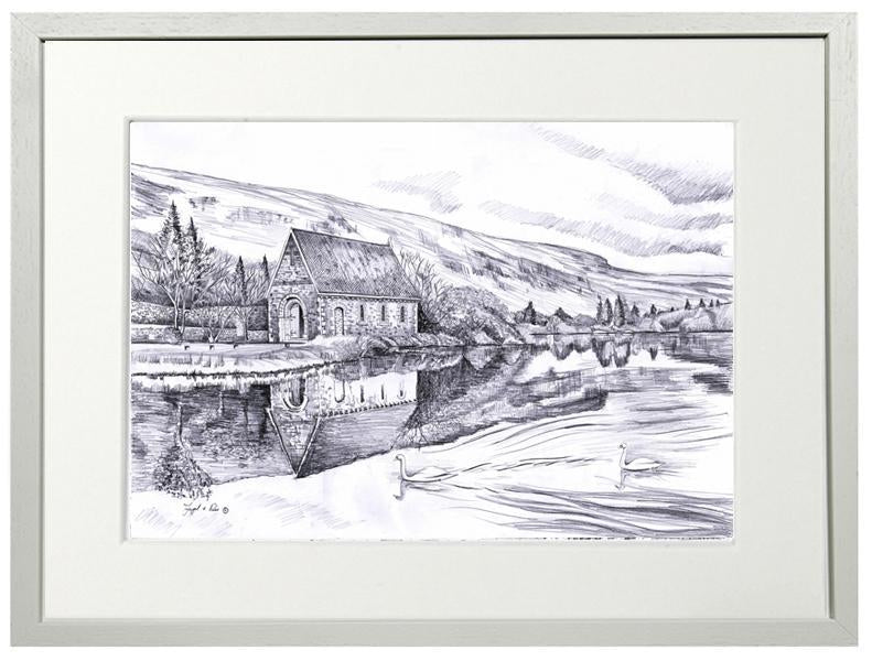 painting of Gougane Barra for sale , limited print of Gougane Barra for sale, Framed print of Gougane Barra , irish art, irish art prints , landscape painting of Gougane barra