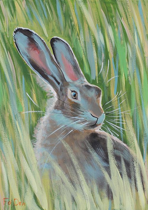 painting of hare for sale, limited art print of Irish hare for sale , framed print of hare for sale , affordable art print of hare for sale . 