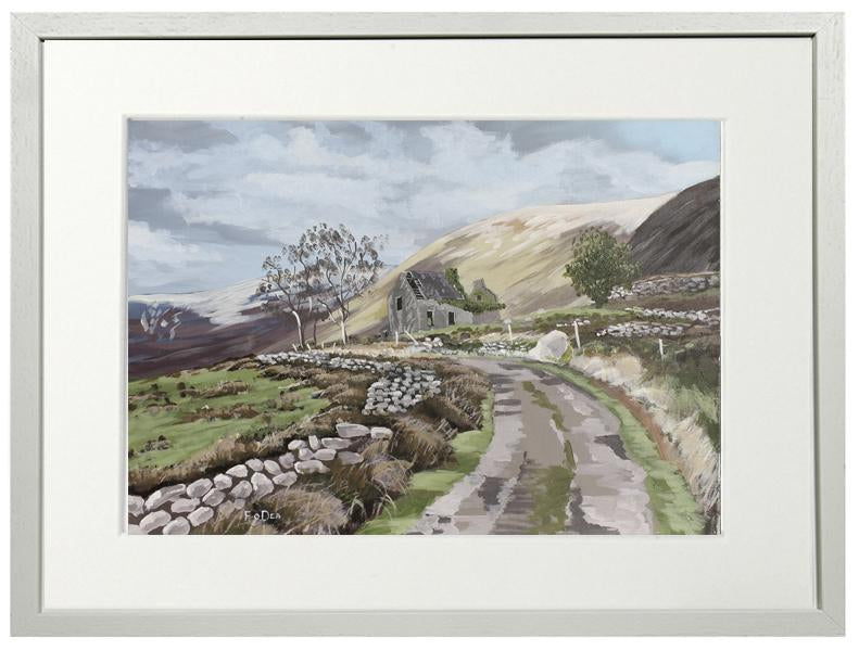 painting of ring of Kerry for sale, framed art print of old ruin ring of kerry by Fergal O' Dea, irish art, framed art print, landscape painting of Ring of Kerry for sale , Irish countryside painting for sale , Irish winter painting for sale