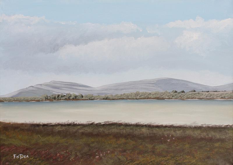 landscape Painting of Mullaghmore Burren co Clare for sale, by irish artist Fergal O' Dea . Framed art print of the Burren co clare