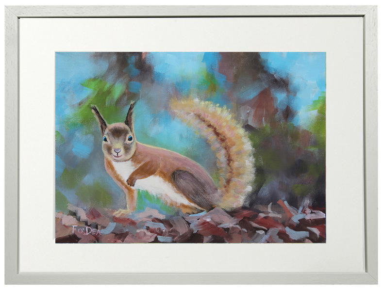 limited art print , limited edition art print , red squirrel painting , red squirrel art , limited edition art print of red squirrel , limited edition painting , red squirrel painting , wildlife painting, wild red squirrel painting , original painting of red squirrel 