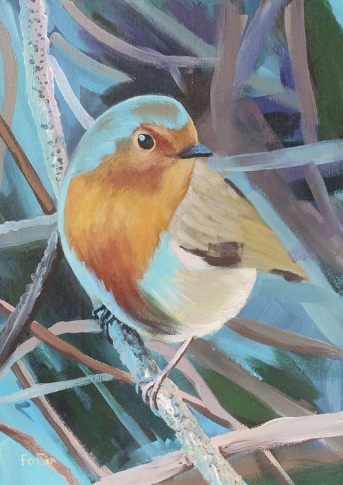 Painting of a robin by Irish artist Fergal O Dea