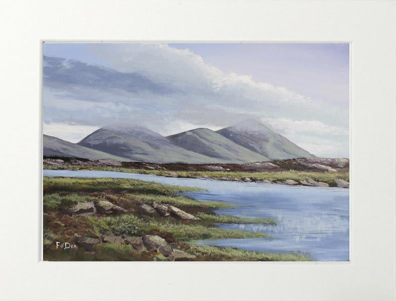 12 pins Connemara co Galway, landscape painting for sale , Irish Art prints for sale , Framed prints Ireland , oil paintings, traditional irish art connemara county galway , original painting of Connemara for sale , irish art print of twelve pins connemara for sale