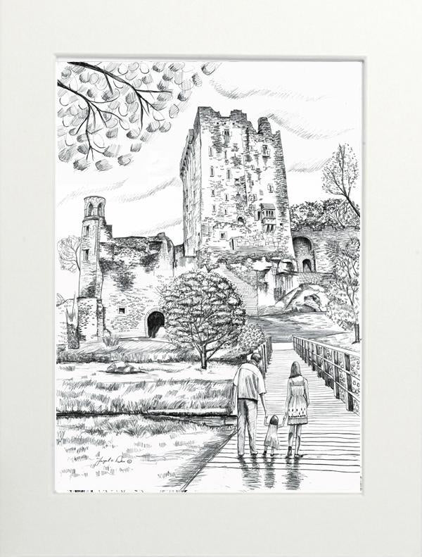 drawing , painting of Blarney Castle for sale by Fergal O' Dea , Framed prints Ireland, Irish art prints for sale , Irish art prints. Irish art for sale