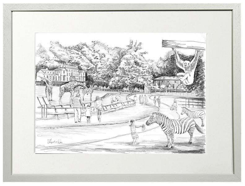 drawing of Fota Zoo Cork , Cork Fota zoo, Cobh art , Fota wildlife park, drawing of Fota wildlife park .