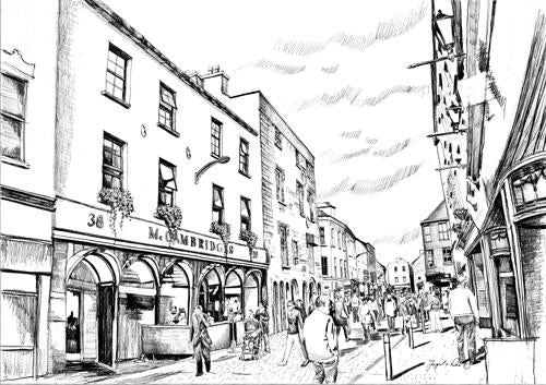 drawing of shop street Galway city for sale 