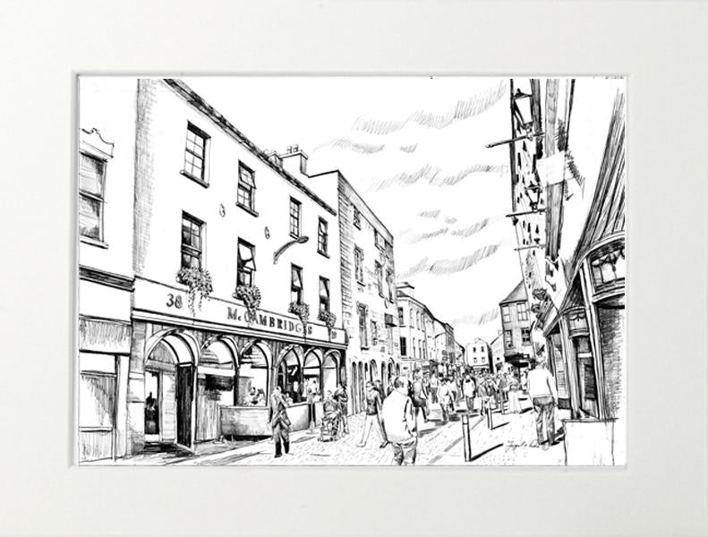 drawing of shop street Galway city for sale