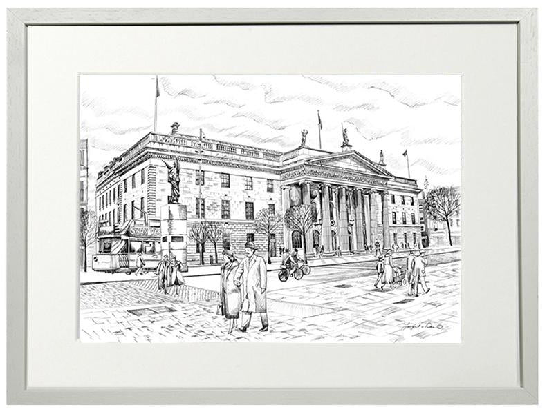The general post office drawing for sale , GPO drawing, o Connell street art, Irish art print, Easter rising drawing , framed print of the GPG dublin , drawing of the General Post Office , original art drawing of the GPO for sale 