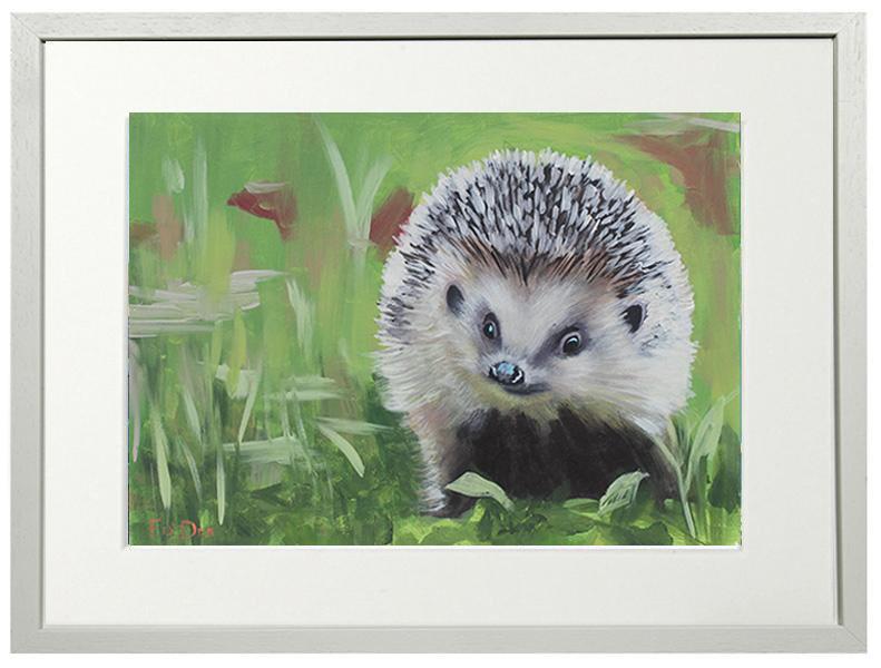 hedgehog painting for sale, limited print of Irish Hedge hog for sale, framed print of hedge hog for sale, mounted print of Irish wildlife for sale 