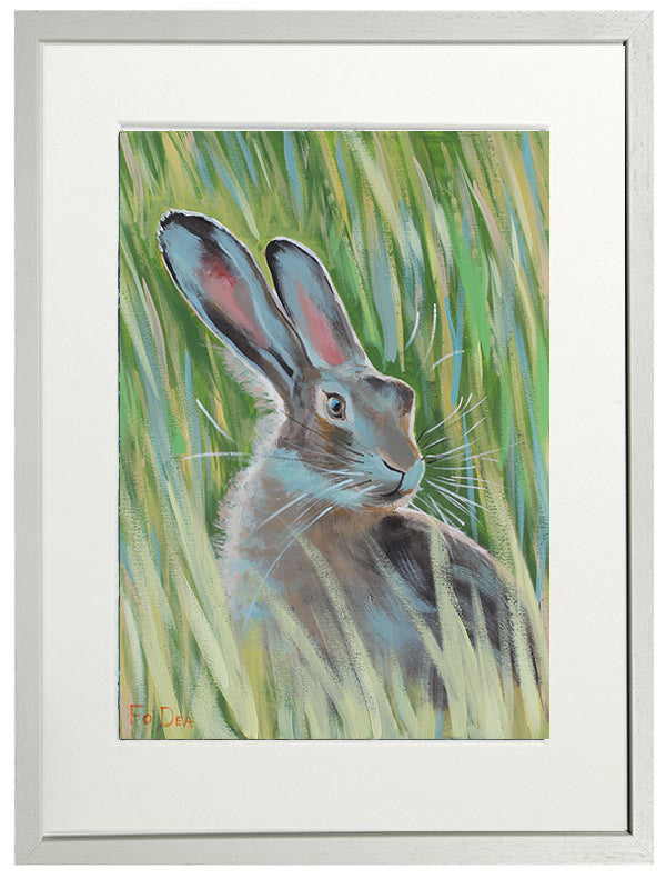 painting of hare for sale, limited art print of Irish hare for sale , framed print of hare for sale , affordable art print of hare for sale