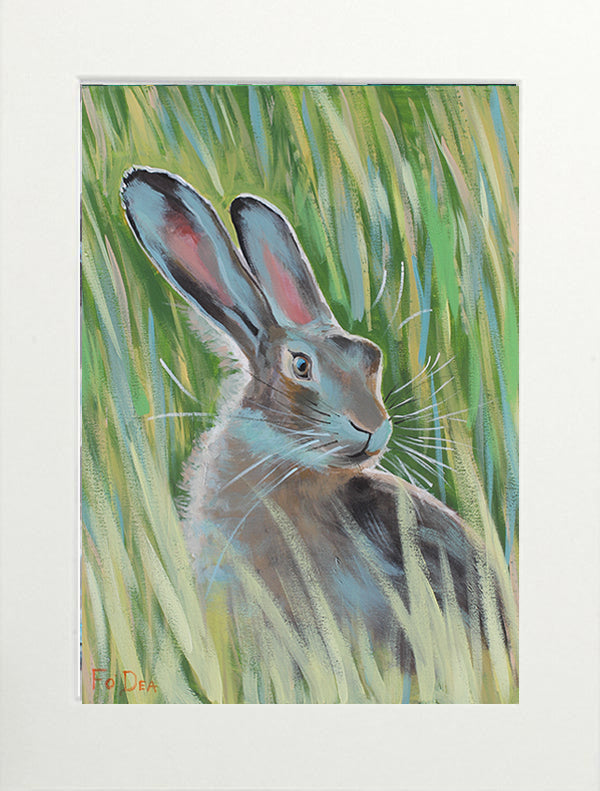painting of hare for sale, limited art print of Irish hare for sale , framed print of hare for sale , affordable art print of hare for sale