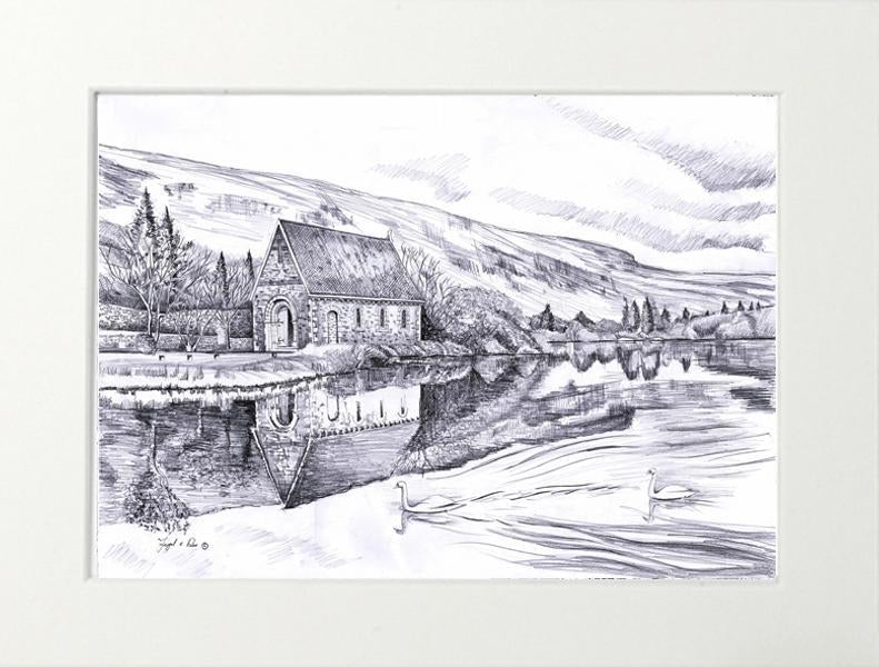 painting of Gougane Barra for sale , limited print of Gougane Barra for sale, Framed print of Gougane Barra , irish art, irish art prints , landscape painting of Gougane barra