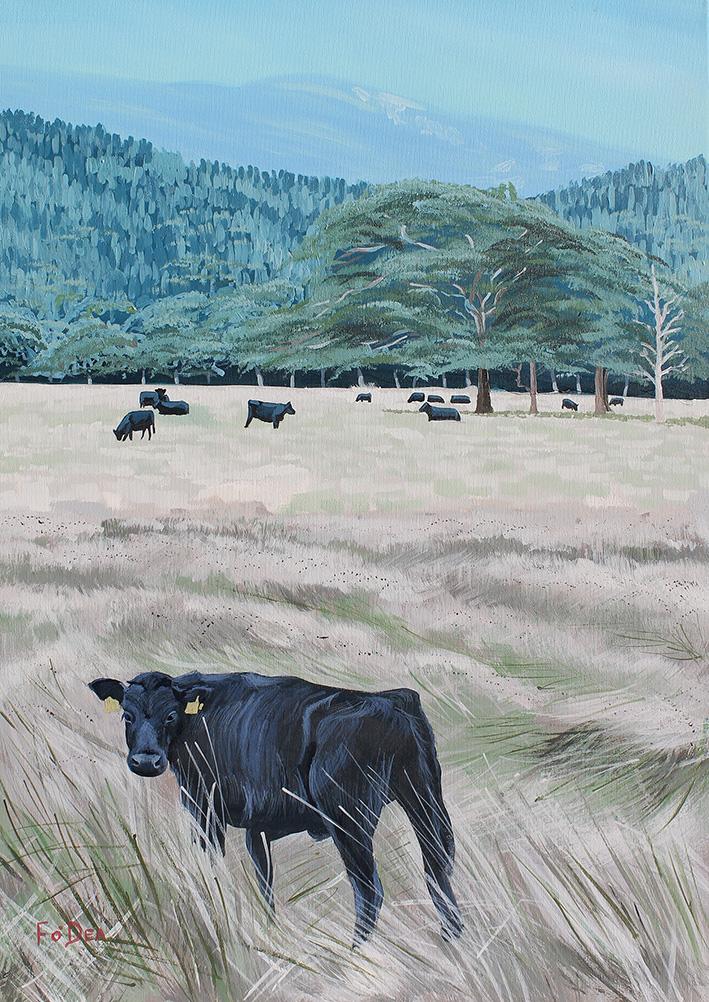 painting of kerry cow Killarney national park kerry for sale , by irish artist Fergal O' Dea, framed art print of the kerry cow for sale , kerry cow painting , killarney national park painting for sale, limited art print of killarney for sale , irish art print of kerry cow for sale 