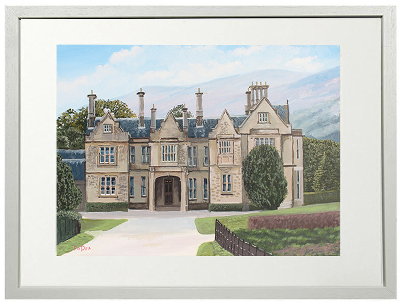 painting of Muckross house Killarney county kerry for sale , landcape painting of the Killarney national park for sale, framed art print of Muckross house killarney kerry for sale , irish art print of Muckross house for sale , Framed irish art print of killarney county kerry , kerry art , art print of kerry ireland for sale