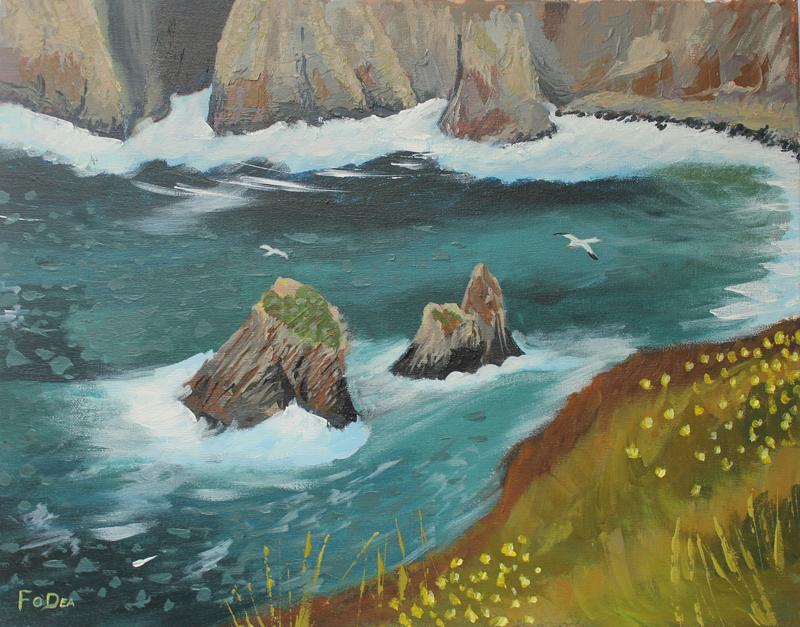irish seascape of Donegal for sale , painting of Slieve League co Donegal for sale 