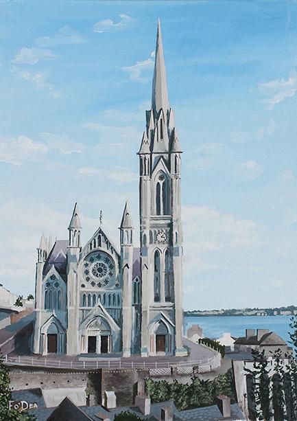 painting of St Colmans Cathedral Cork. 