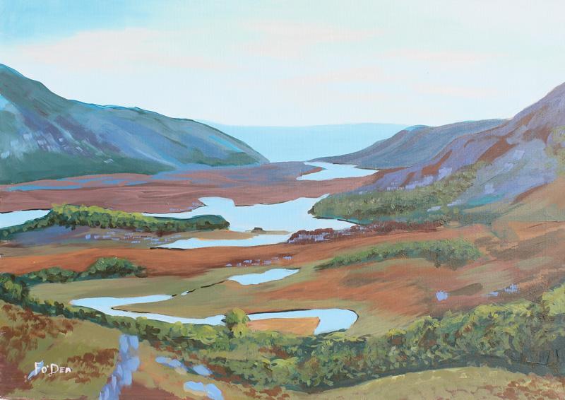 painting of ladies view killarney co Kerry for sale , framed art print of Killarney  co kerry for sale , irish art print of kerry , framed art print of kerry for sale by Fergal O' Dea