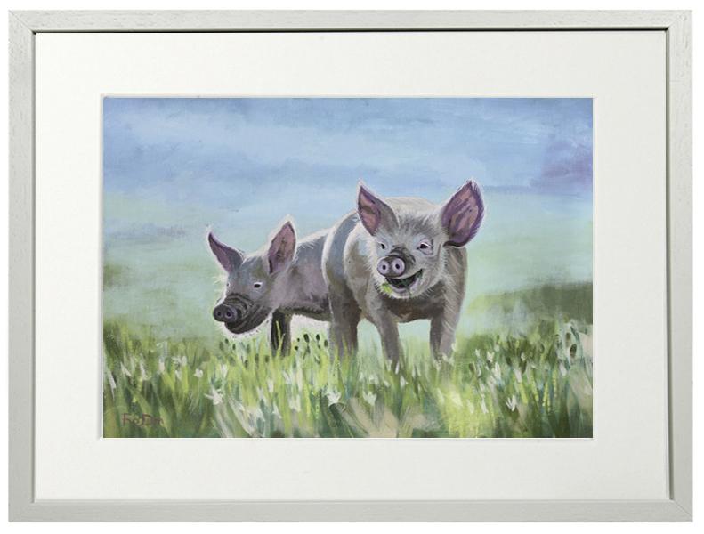 painting of pigs for sale , framed print of "its a pigs life " by Irish artist Fergal O' Dea. irish art prints of pigs for sale , paintings of pigs for sale, limited prints of pigs for sale , irish art