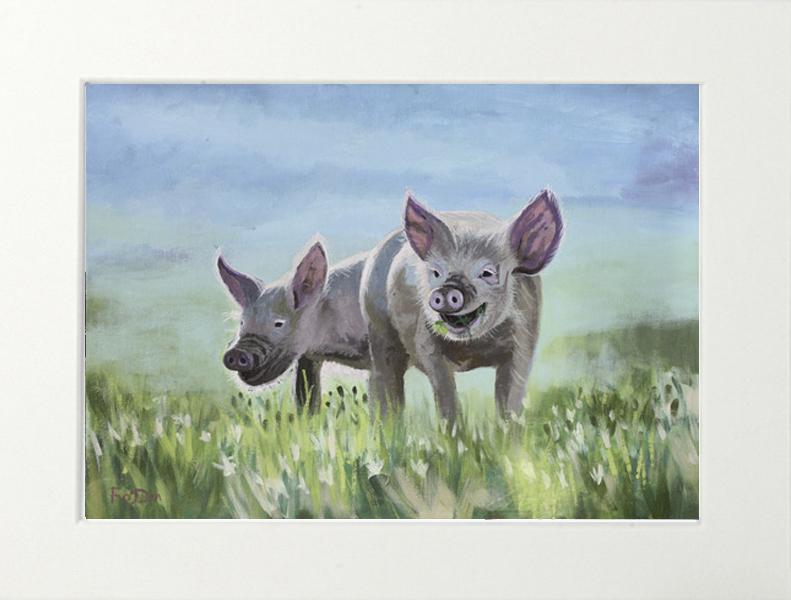 painting of pigs for sale , framed print of "its a pigs life " by Irish artist Fergal O' Dea. irish art prints of pigs for sale , paintings of pigs for sale, limited prints of pigs for sale , irish art