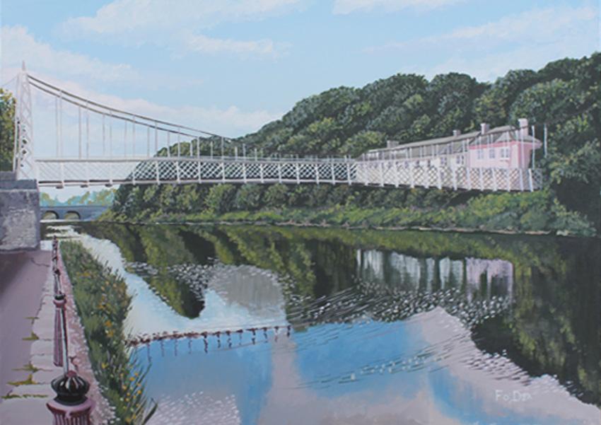 painting of the shakey Bridge for sale , limited art print of Fitzgeralds park for sale , Framed art print of Fitzgeralds park for sale , Irish art print of the Shakey bridge cork for sale , original painting of the Shakey bridge for sale 