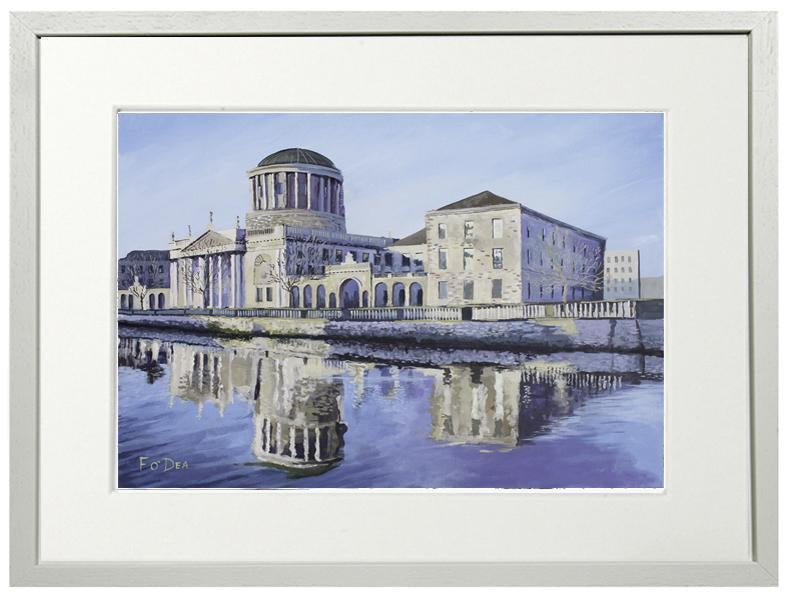 painting of the four courts Dublin for sale, framed art print of four courts for sale , traditional irish art print of four courts for sale , irish art for sale , irish art for auction of four courts dublin for sale
